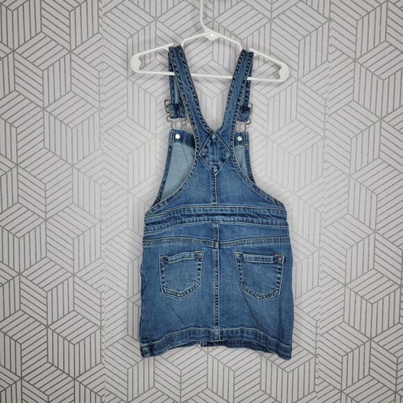 Cat & Jack blue jean skirtall bib overall dress Sz 4/5 - Picture 2 of 8